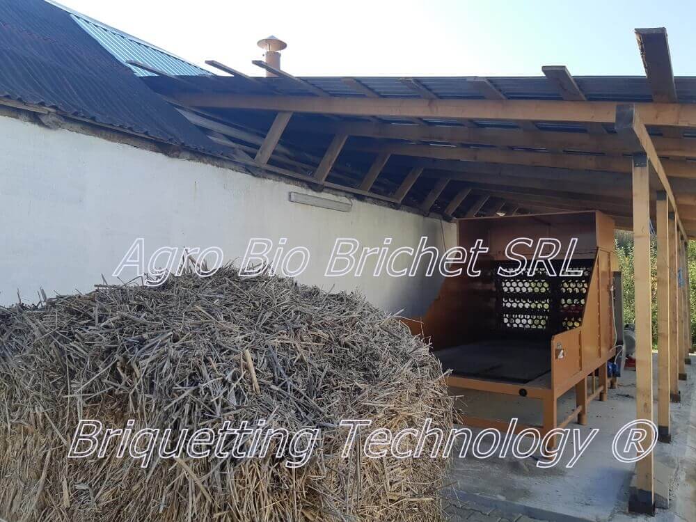 Briquetting line for producing 600 kg/hour straw briquettes in Cerghizel